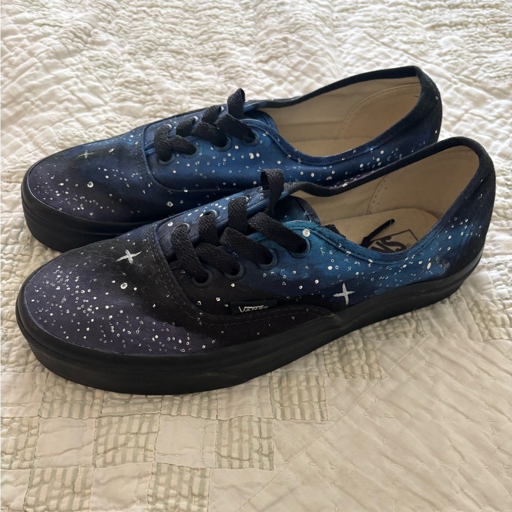 Vans Low Pro Hand Painted Galaxy Print - Blue and Black